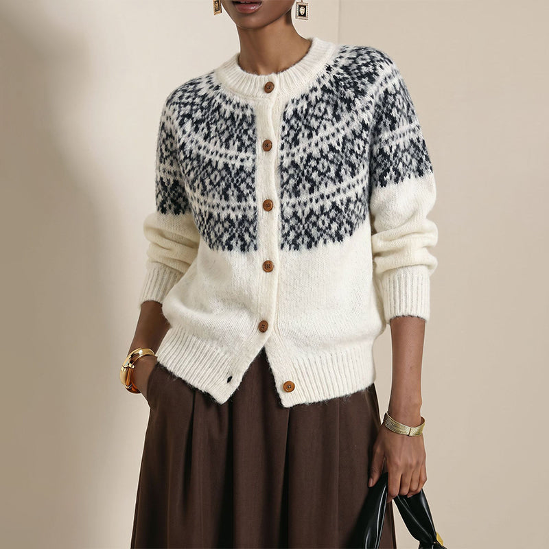 Women's Vintage Jacquard Knit Cardigan