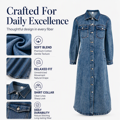 ⏳Time-Limited Special⏰Women’s Casual Longline Button-Up Denim Coat