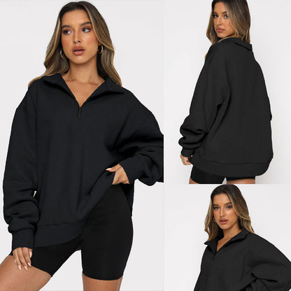 ⏰Hot Sale-Womens Zip-Up Dropped Shoulder Sweatshirt(Buy 2 Free Shipping)