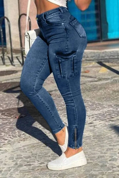 Pattentasche mit Reißverschluss Skinny Jeans