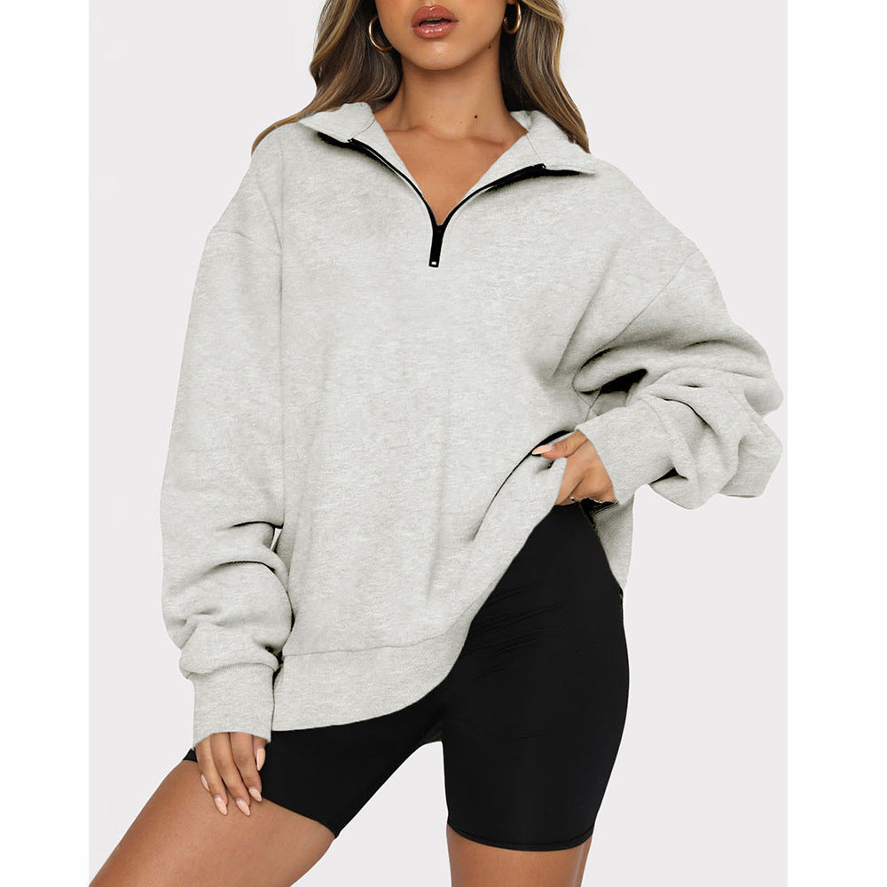 ⏰Hot Sale-Womens Zip-Up Dropped Shoulder Sweatshirt(Buy 2 Free Shipping)