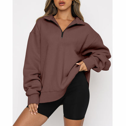 ⏰Hot Sale-Womens Zip-Up Dropped Shoulder Sweatshirt(Buy 2 Free Shipping)