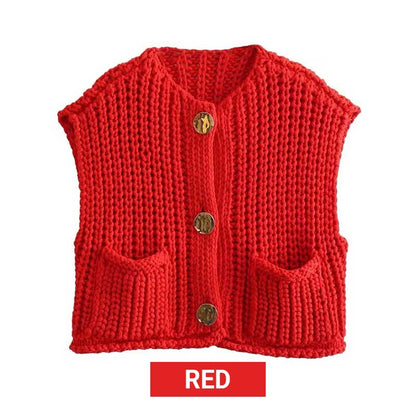 Women’s Chunky Knit Button-Down Sweater Vest