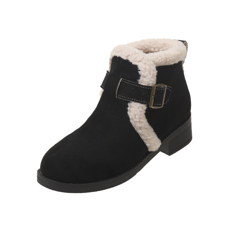 Winterliche, warme, klobige Damenstiefeletten