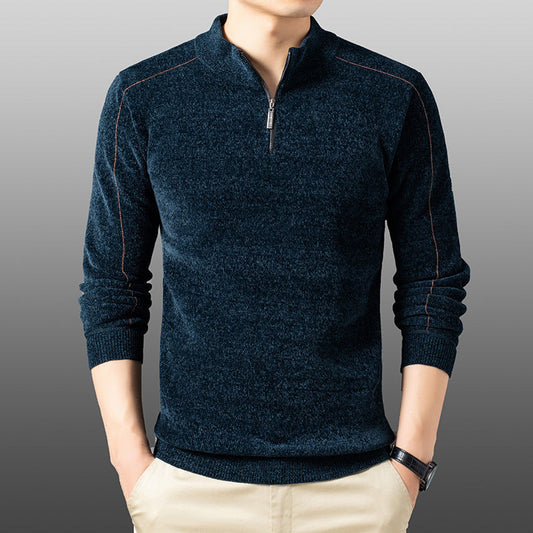 Men's Winter Half Zipper Thickened Chenille Sweater