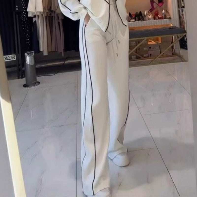 💥Hot Sale 50% OFF🔥Turtleneck Striped Top ＆ Wide-Leg Pants 2-Piece Set