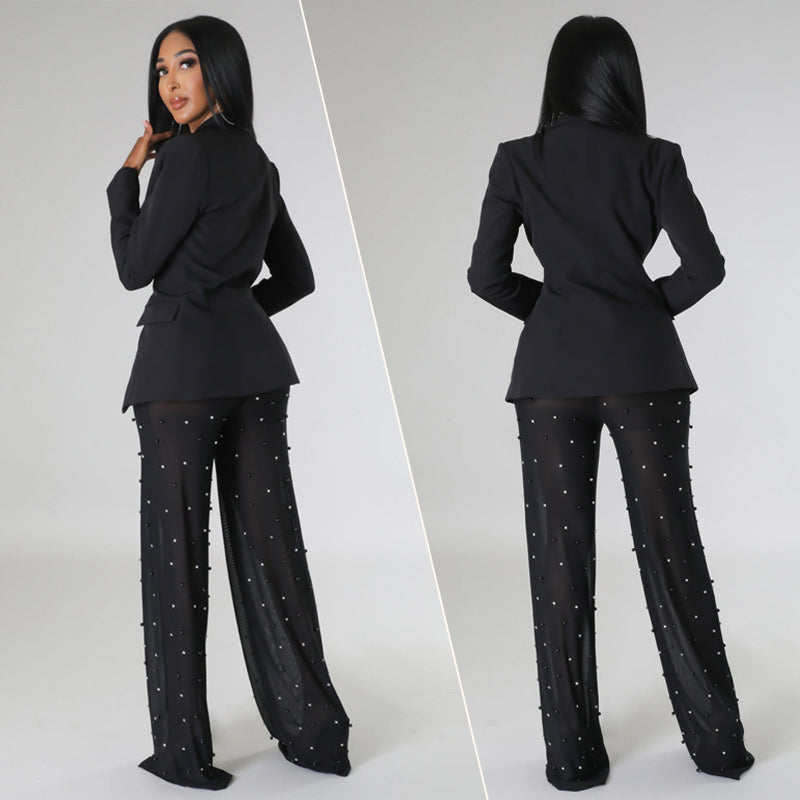 Women's Fashion Blazer & Pants 2-Piece Set