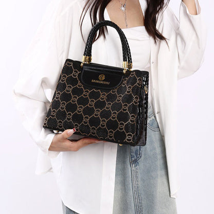 Women’s Luxury 3-Compartment Handbag with Shoulder Strap