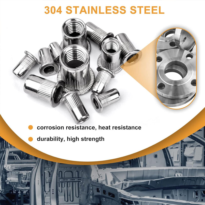 Flat Head Threaded Insert Nut Rivet Nuts Set