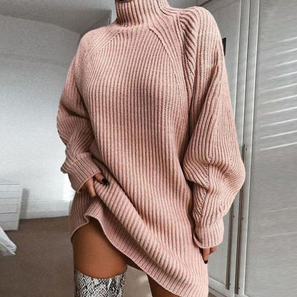 Women's Turtleneck Knit Sweater Dress