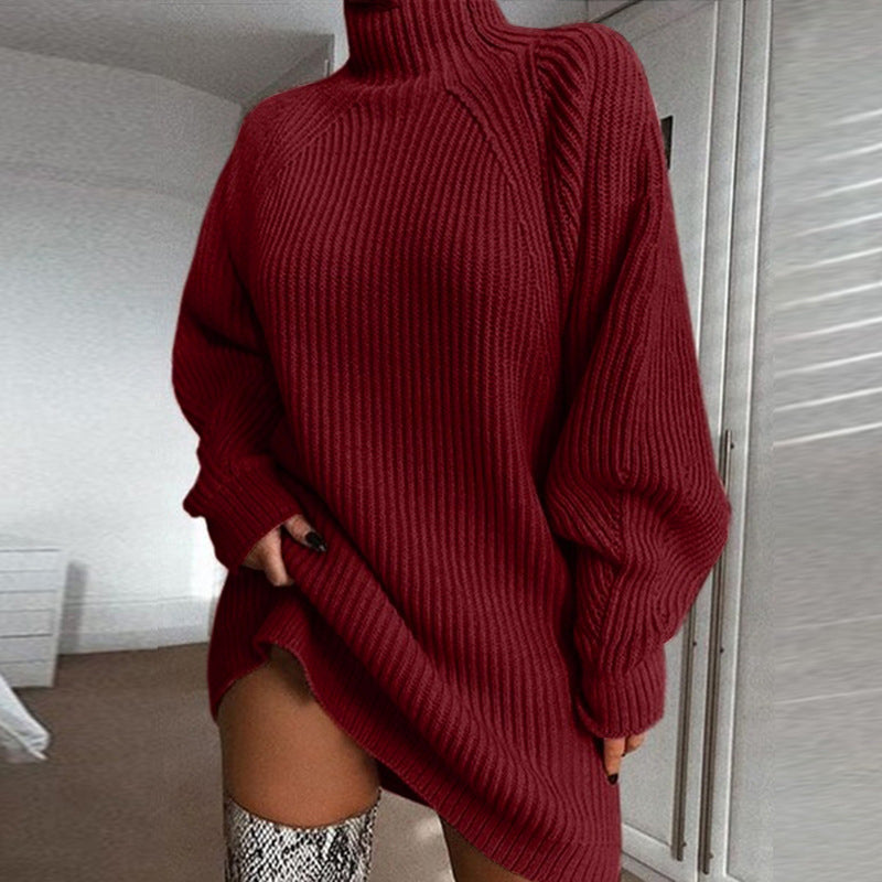 Women's Turtleneck Knit Sweater Dress