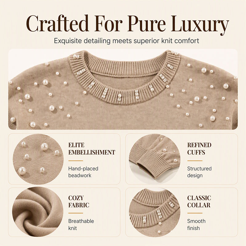 Women's Elegant Pearl Beaded Knit Sweater