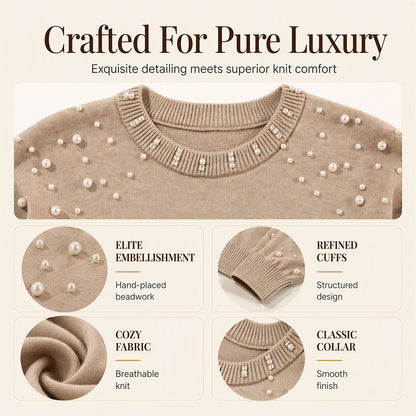 Women's Elegant Pearl Beaded Knit Sweater