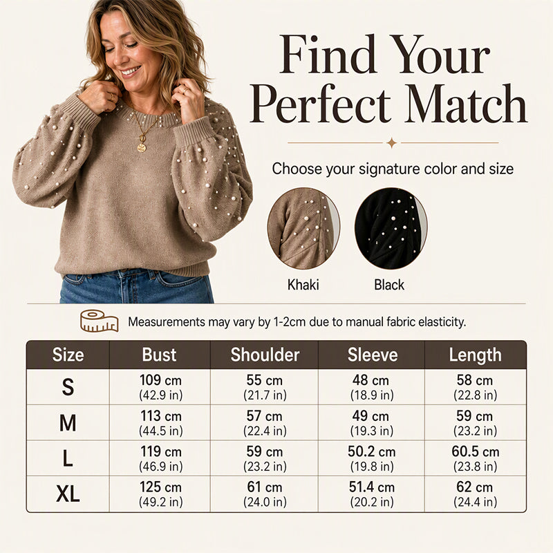 Women's Elegant Pearl Beaded Knit Sweater