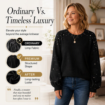 Women's Elegant Pearl Beaded Knit Sweater