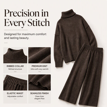 Women's Cozy Turtleneck Sweater and Wide-Leg Pants Set