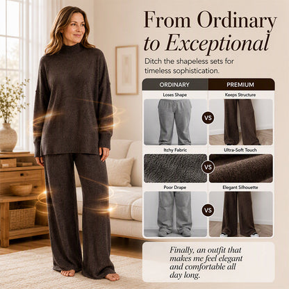 Women's Cozy Turtleneck Sweater and Wide-Leg Pants Set