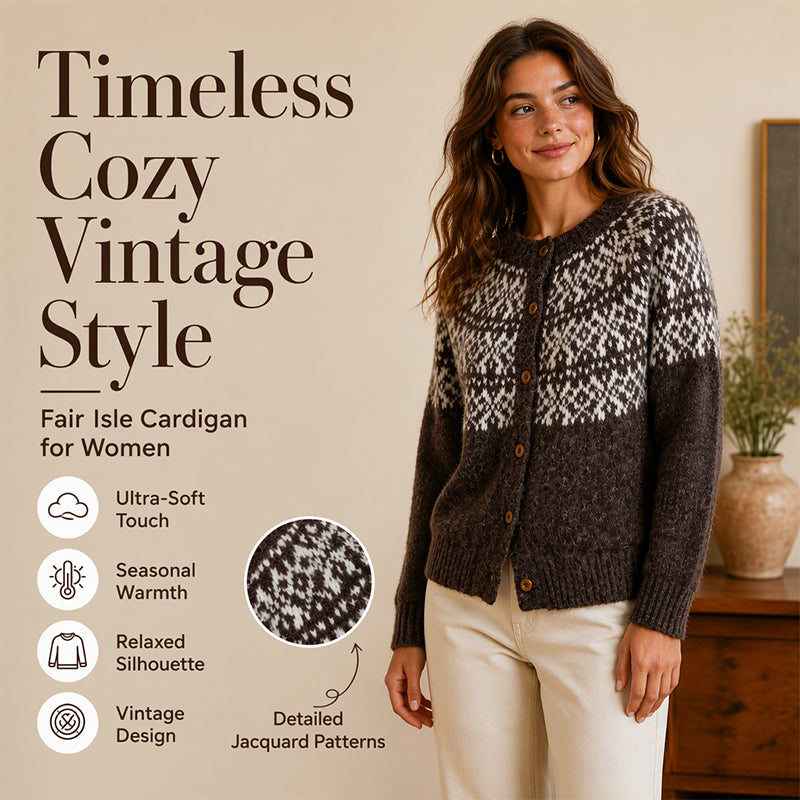 Women's Vintage Jacquard Knit Cardigan