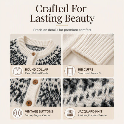Women's Vintage Jacquard Knit Cardigan