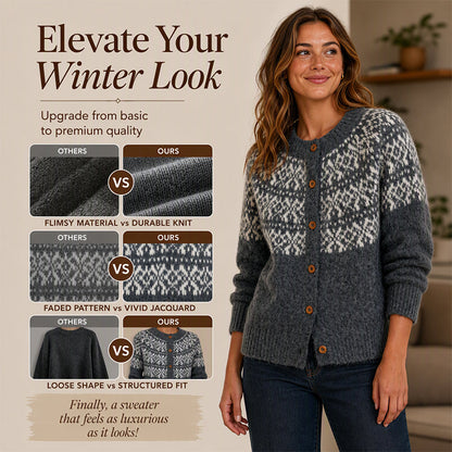 Women's Vintage Jacquard Knit Cardigan