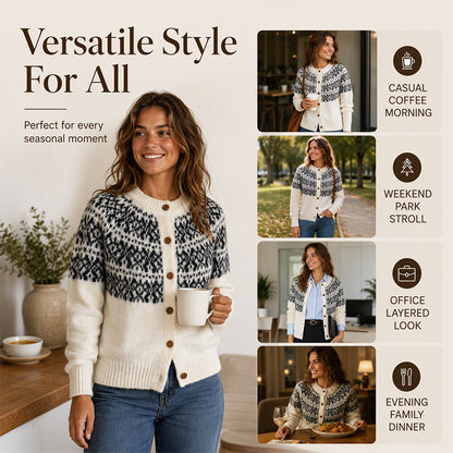 Women's Vintage Jacquard Knit Cardigan