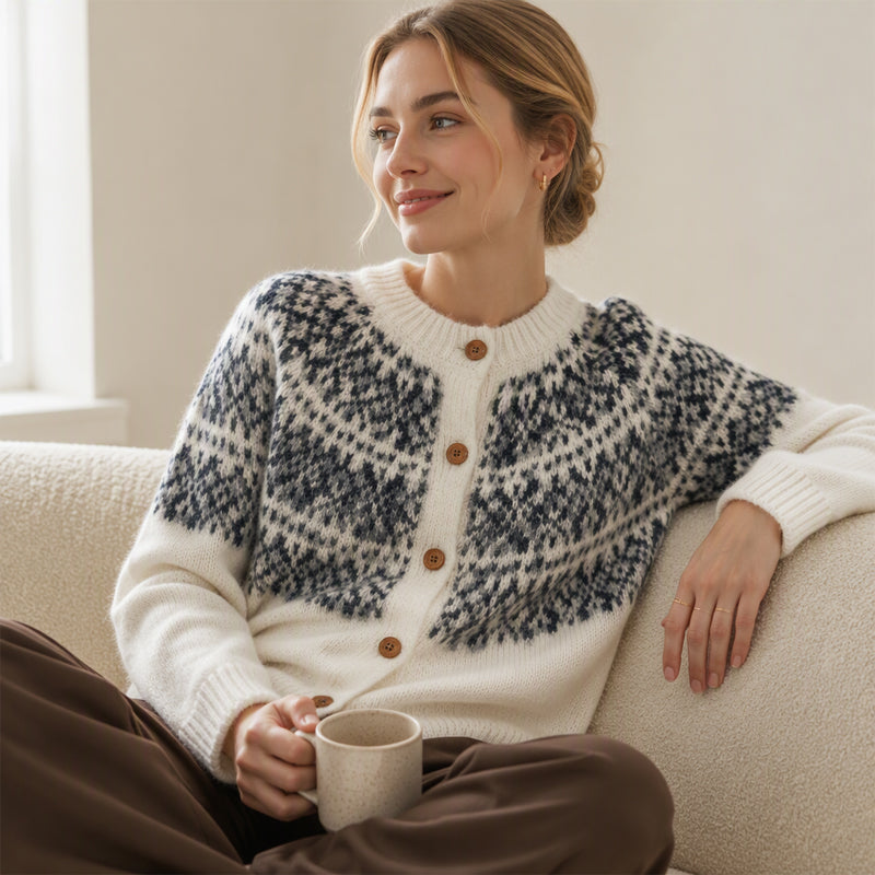 Women's Vintage Jacquard Knit Cardigan