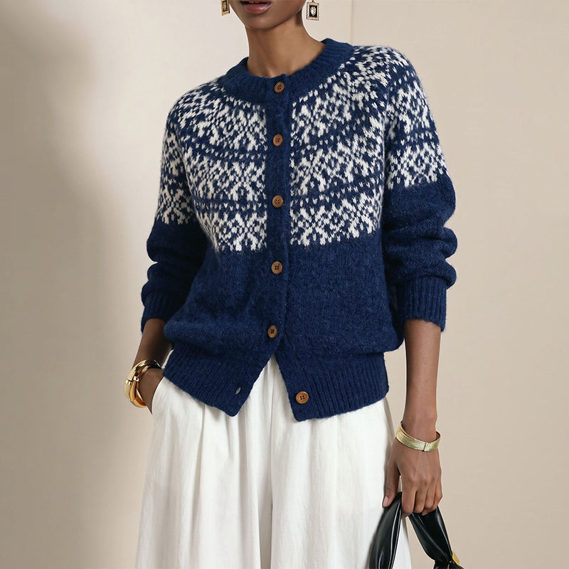 Women's Vintage Jacquard Knit Cardigan