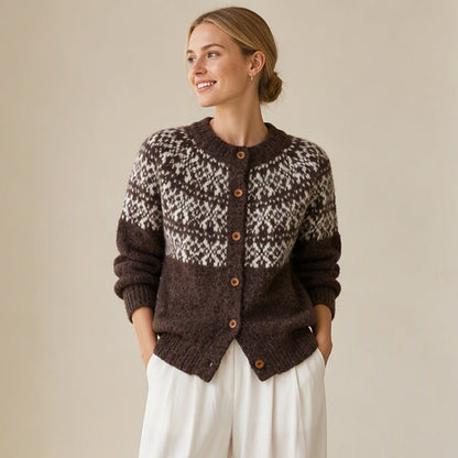 Women's Vintage Jacquard Knit Cardigan