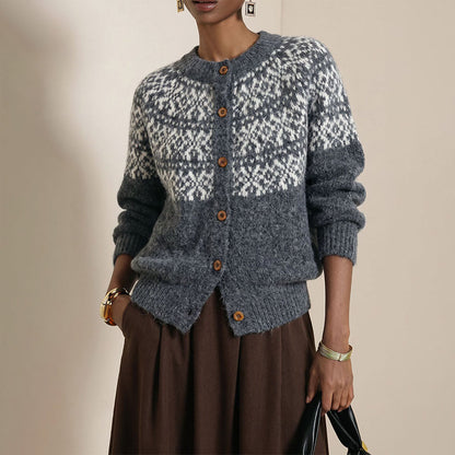 Women's Vintage Jacquard Knit Cardigan