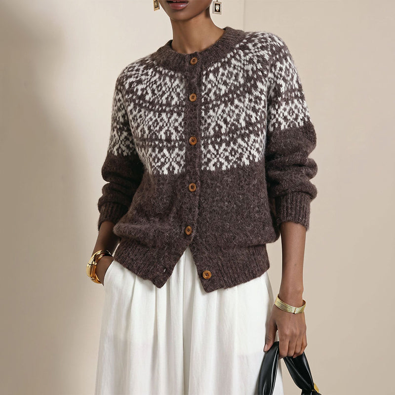Women's Vintage Jacquard Knit Cardigan