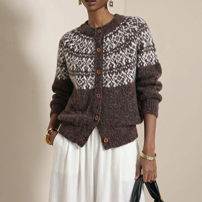 Women's Vintage Jacquard Knit Cardigan