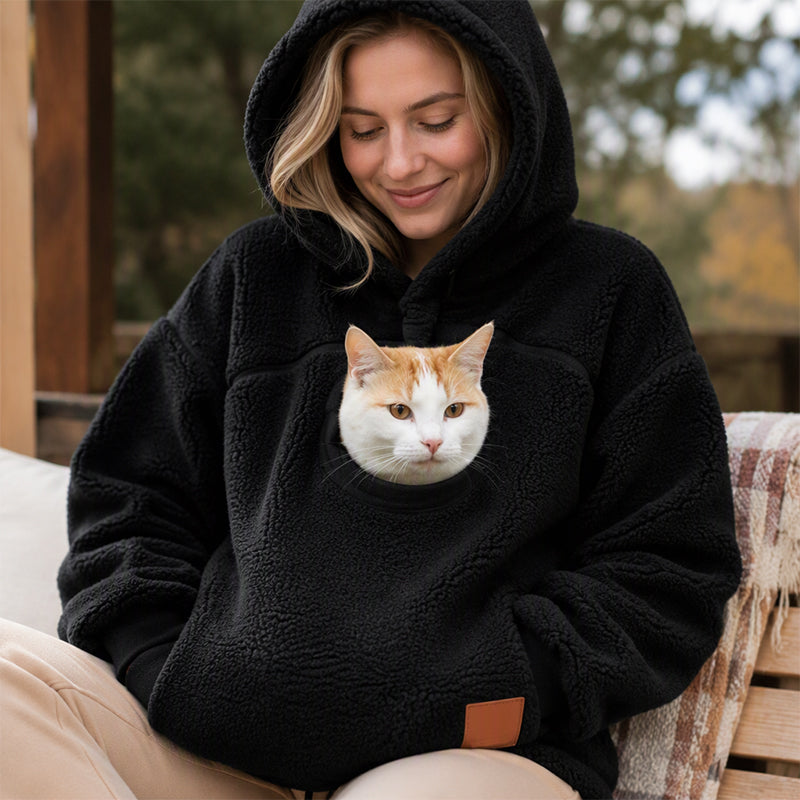 Unisex Pet Carrier Plush Hooded Sweatshirt