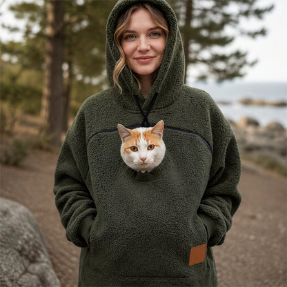 Unisex Pet Carrier Plush Hooded Sweatshirt