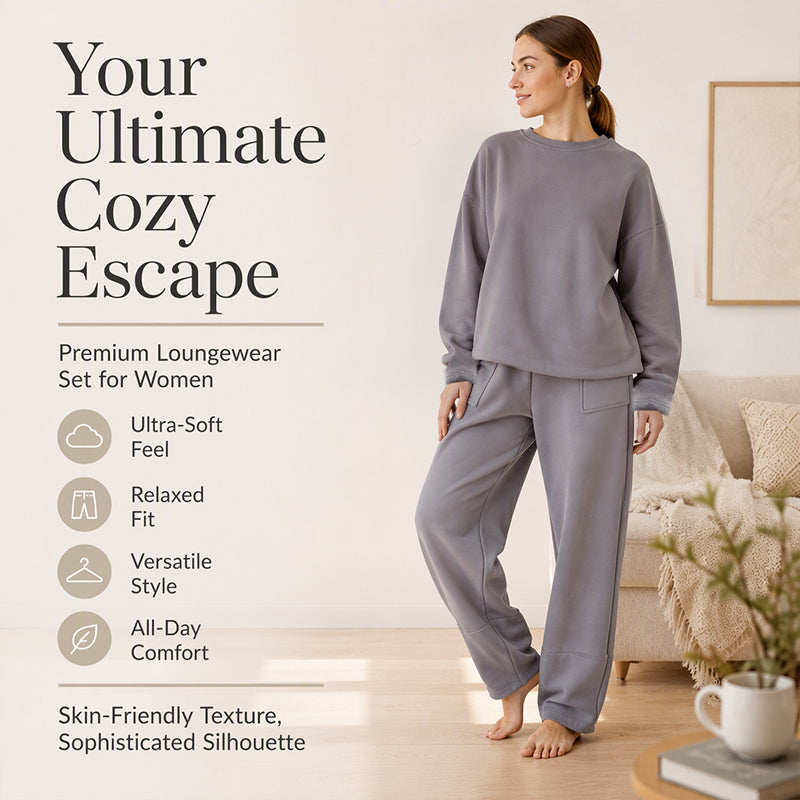 Women's Casual Sweatshirt & Wide-Leg Pants Set