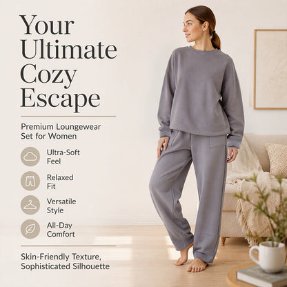 Women's Casual Sweatshirt & Wide-Leg Pants Set