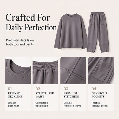 Women's Casual Sweatshirt & Wide-Leg Pants Set