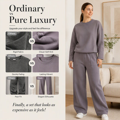 Women's Casual Sweatshirt & Wide-Leg Pants Set