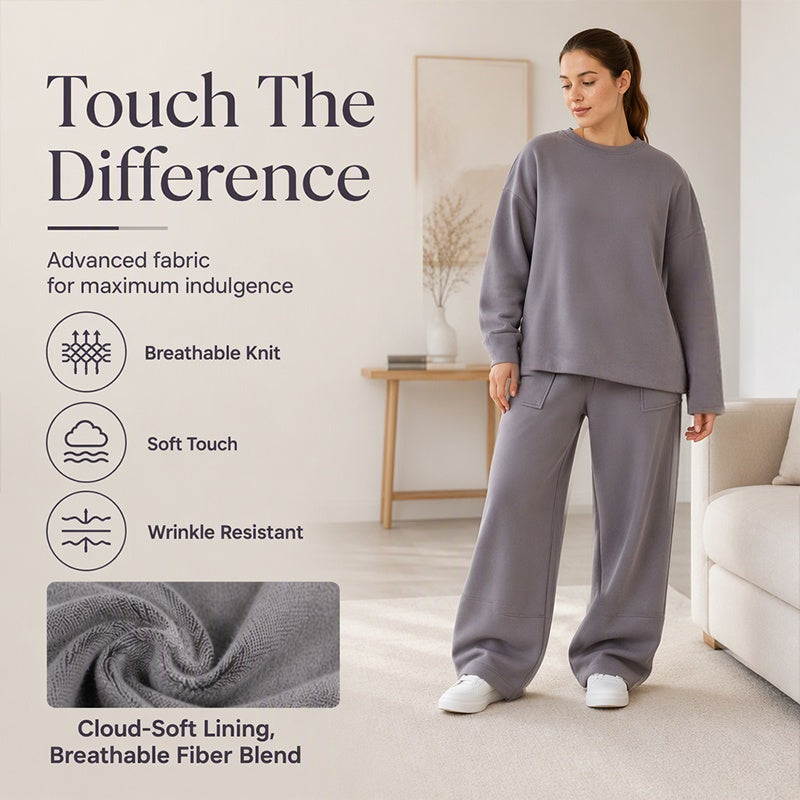 Women's Casual Sweatshirt & Wide-Leg Pants Set