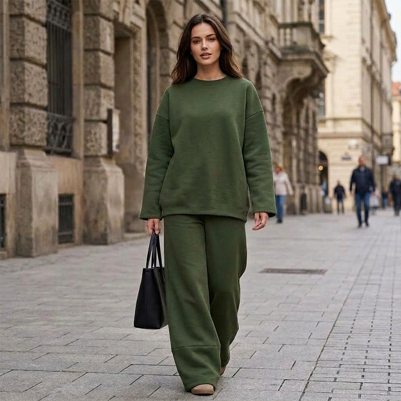 Women's Casual Sweatshirt & Wide-Leg Pants Set