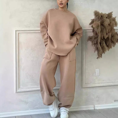 Women's Casual Sweatshirt & Wide-Leg Pants Set