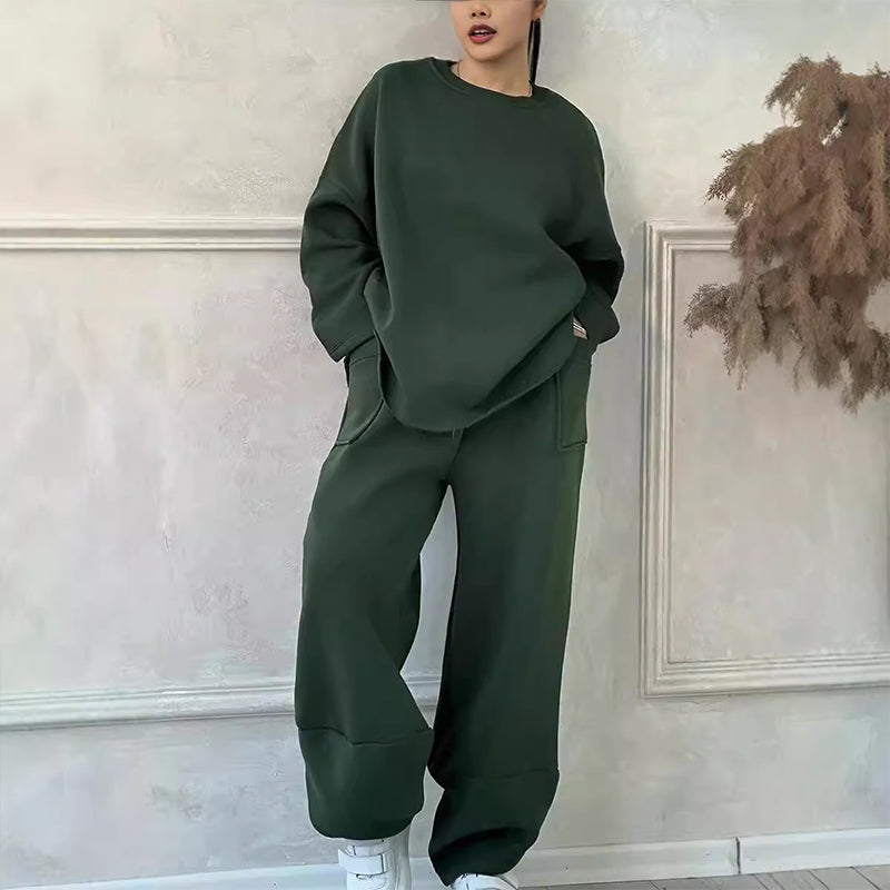 Women's Casual Sweatshirt & Wide-Leg Pants Set