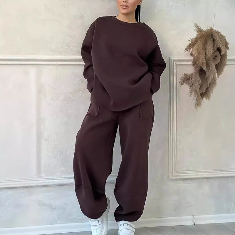 Women's Casual Sweatshirt & Wide-Leg Pants Set