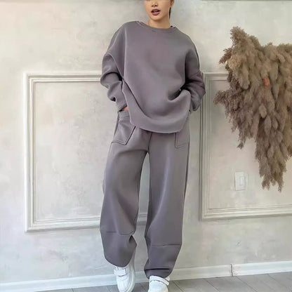 Women's Casual Sweatshirt & Wide-Leg Pants Set