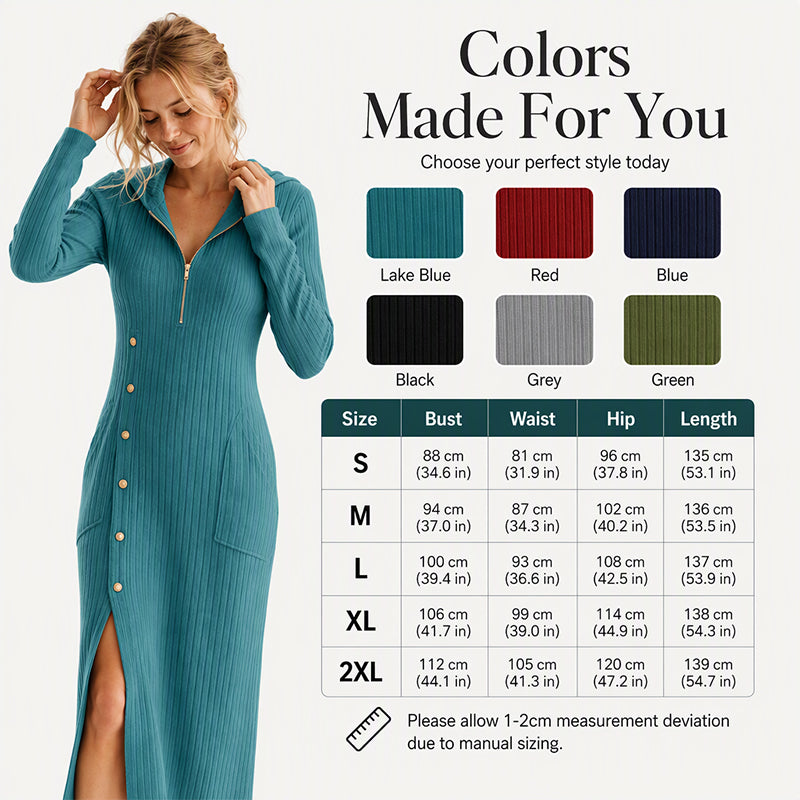 Women's Casual Ribbed Knit Hooded Maxi Dress