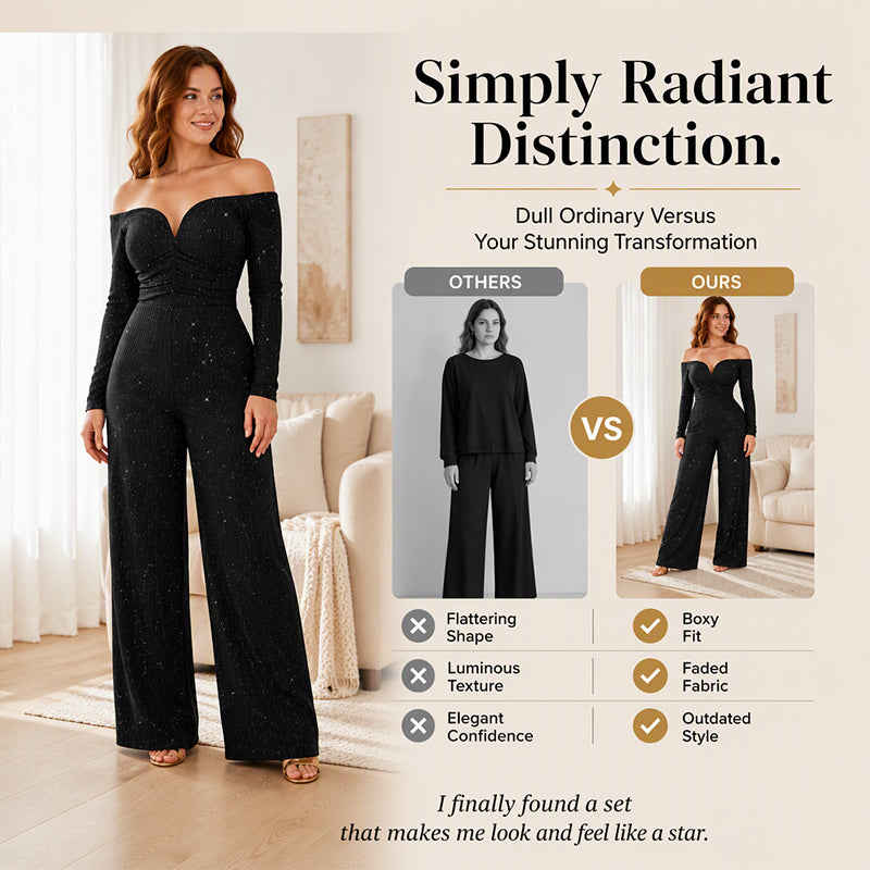 Women's Chic Off-Shoulder Sequined Jumpsuit