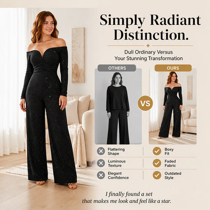 Women's Chic Off-Shoulder Sequined Jumpsuit