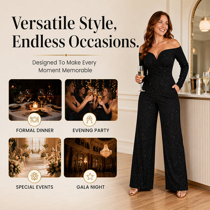 Women's Chic Off-Shoulder Sequined Jumpsuit