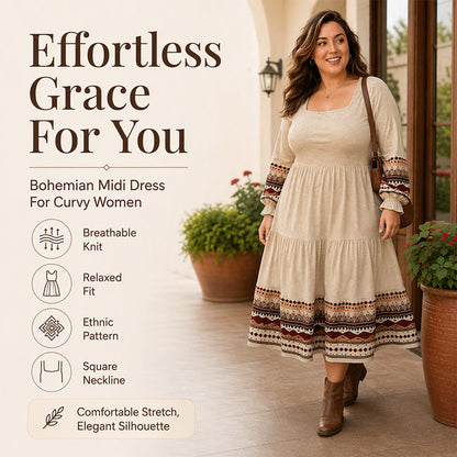 Women's Boho Square Neck Tiered Dress