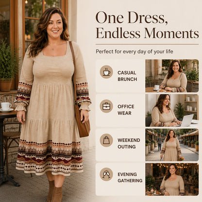 Women's Boho Square Neck Tiered Dress