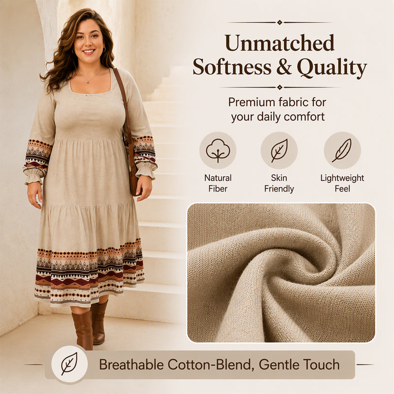 Women's Boho Square Neck Tiered Dress